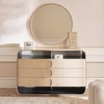 Aureate Dresser With Mirror Veneer – Beige & Gold